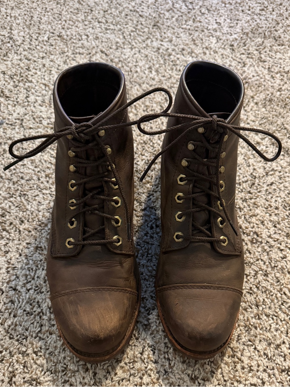 L.L. Bean Men's Dark Brown Leather Lace-Up Cap-Toe Boots